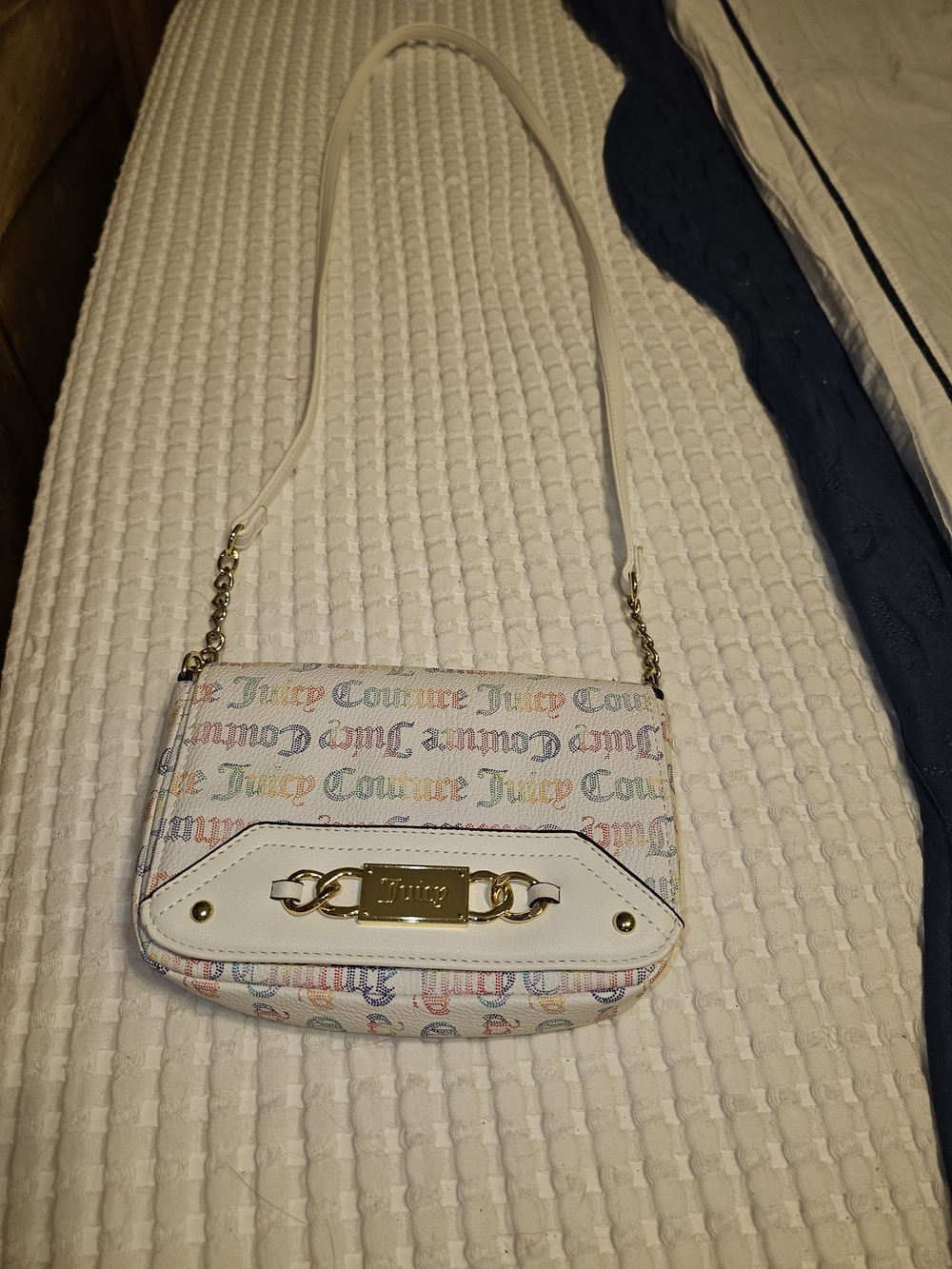 Juicy Couture White Multicolor Logo Mini Crossbody